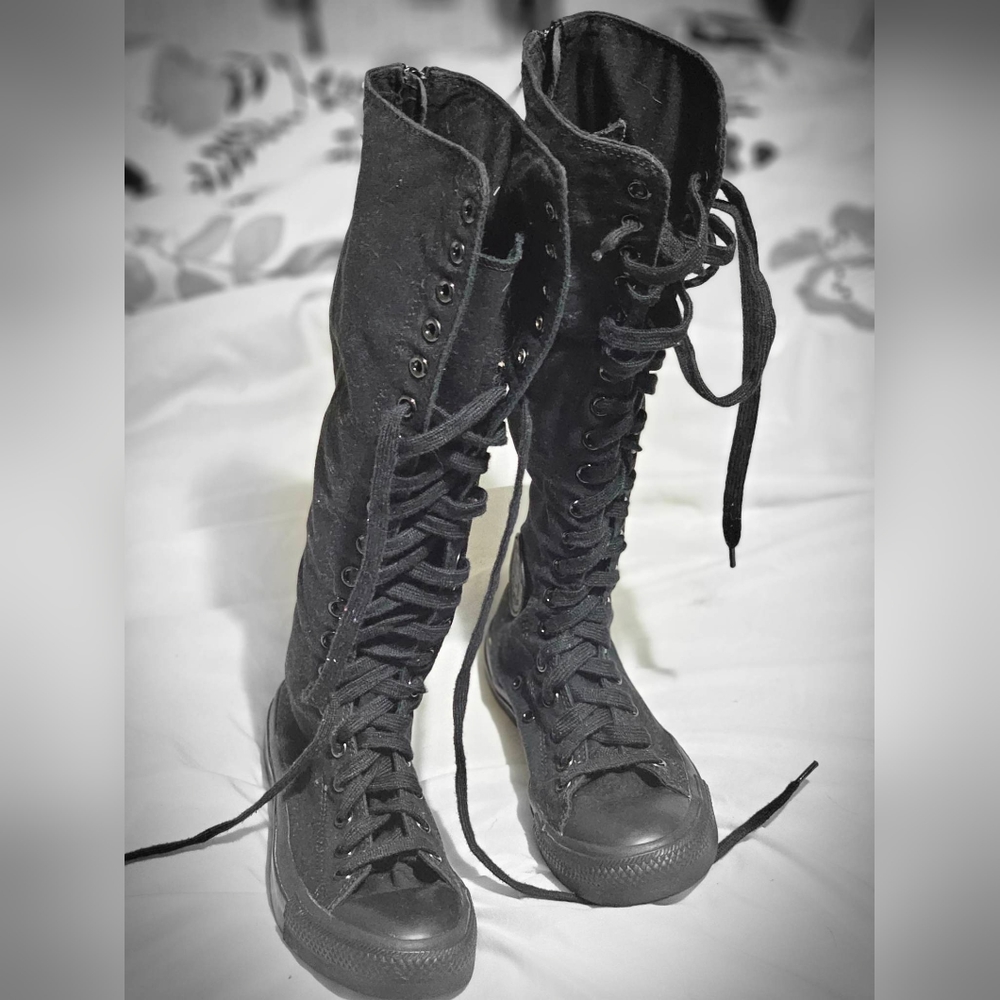 Knee high all black converse